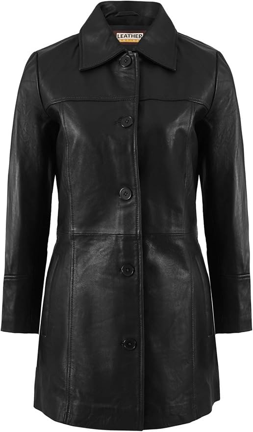 Women’s Lambskin Leather Car Coat – Classic 3/4 Length Style Overcoat | Amazon (US)