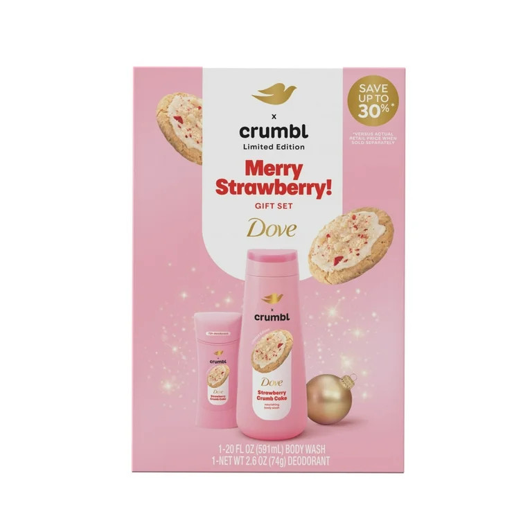 Dove Crumbl Limited Edition Body Care Gift Set Strawberry Crumb Cake, 2 Count | Walmart (US)