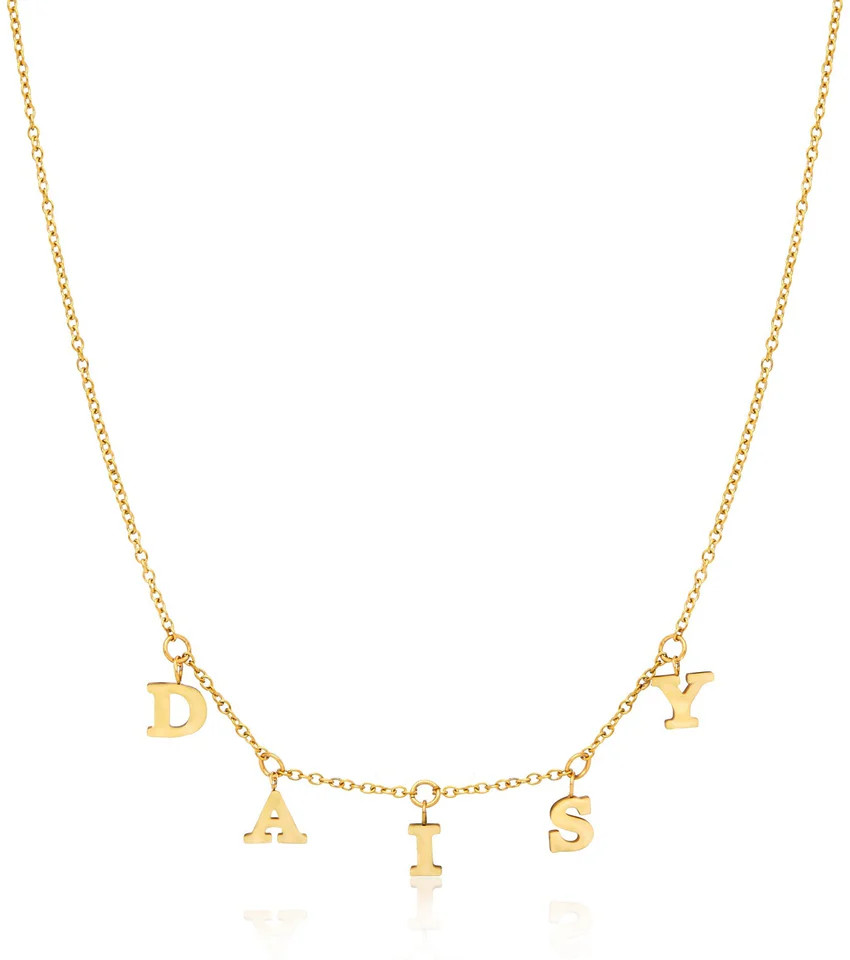 Mini Hanging Letter Name Necklace (Gold) | Abbott Lyon