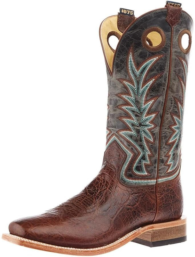 Hyer Men's Walton Cowhide Brown & Grey Broad Square Toe Western Boots HM11024 (Brown, 12 D, US Fo... | Amazon (US)