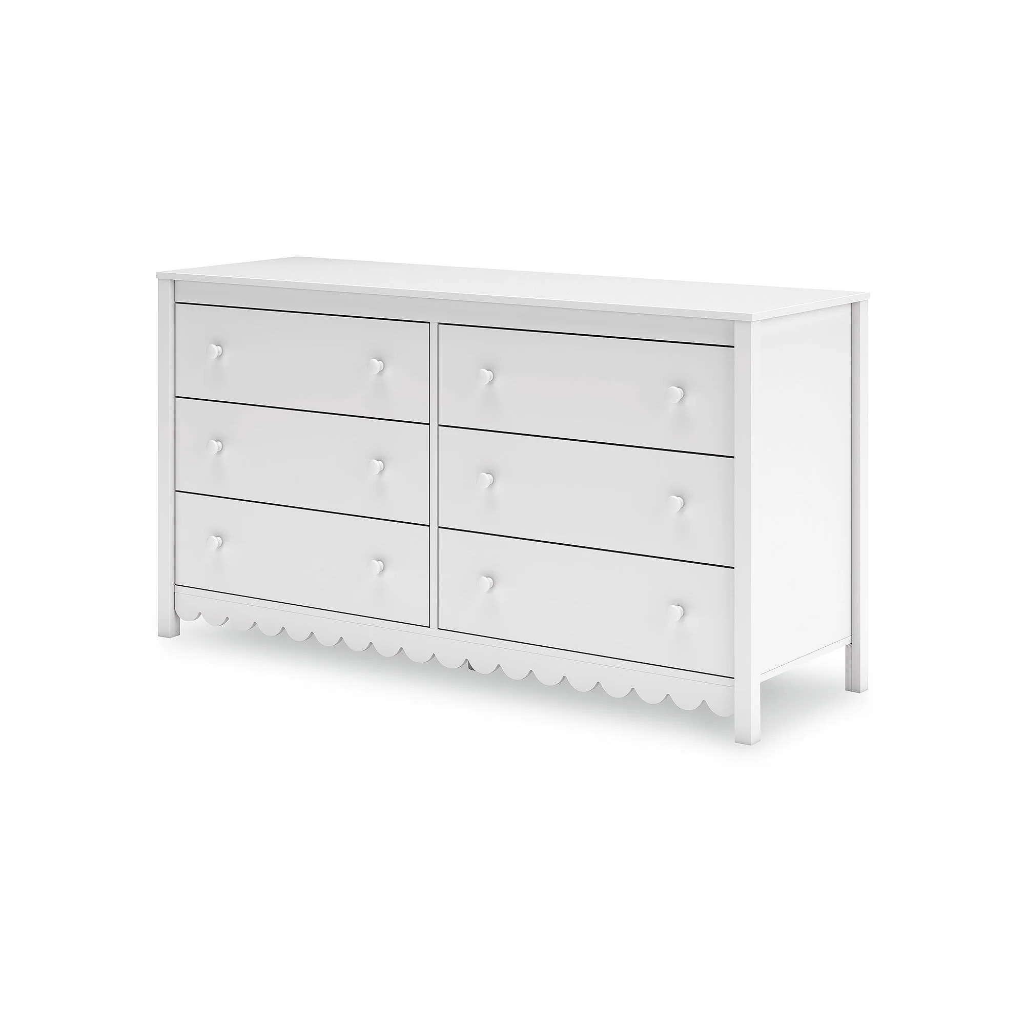 Signature Design by Ashley Hallityn Matte White Coastal Style Six Drawer Dresser with Scalloped Design one_size | EB1810-231 | Lowe's