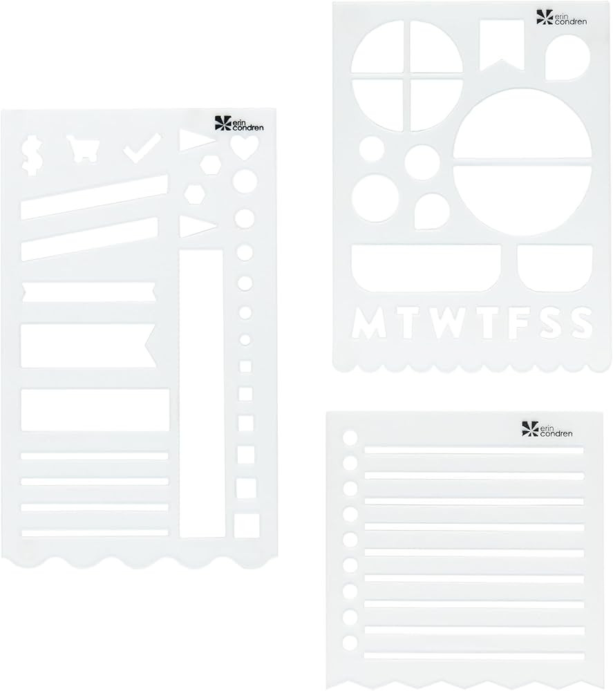 Erin Condren Planning Stencils 3-Pack – to-Do List, Days & Shapes, Flags & Icons for Planner Or... | Amazon (US)