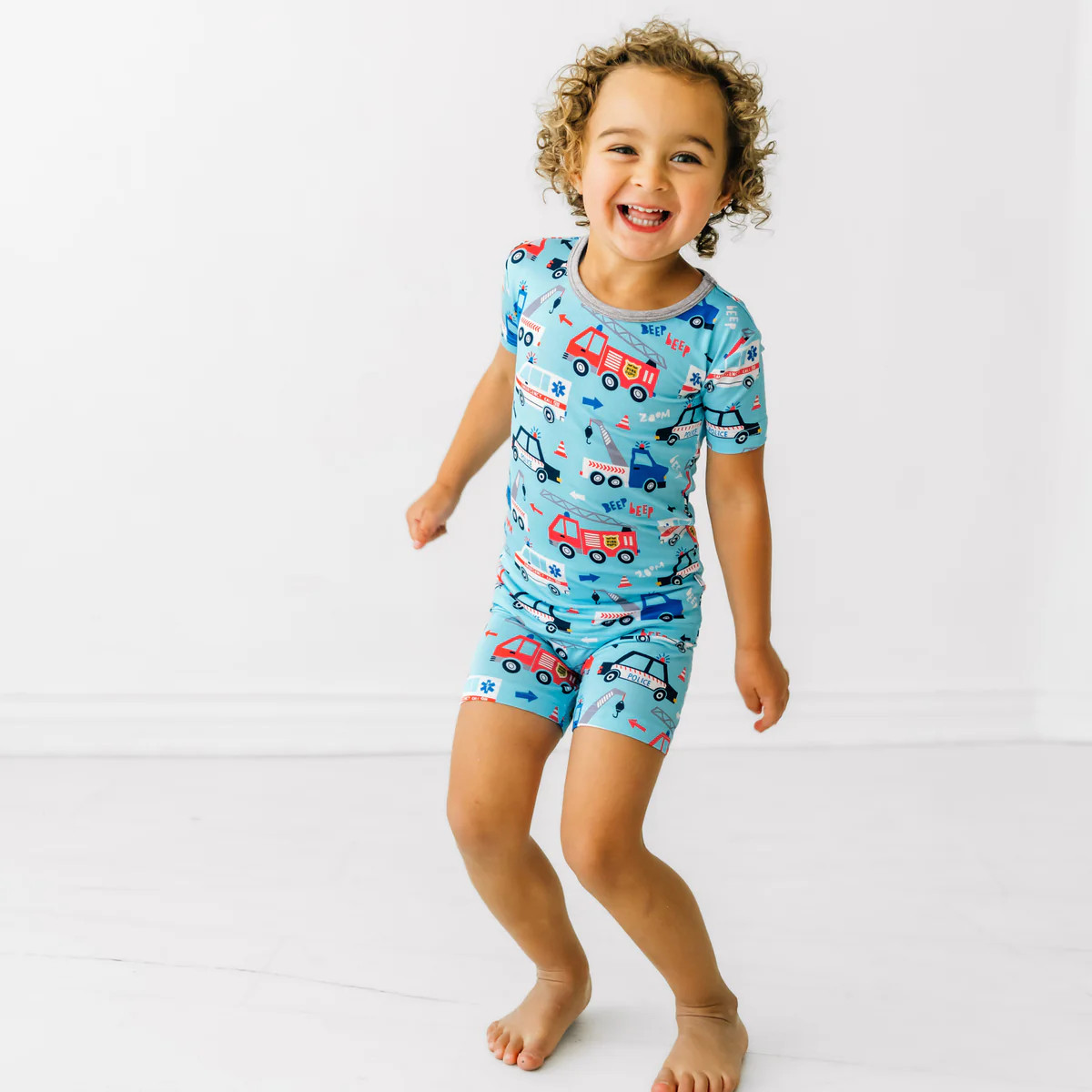 To The Rescue Two-Piece Short Sleeve & Shorts Pajama Set | Little Sleepies