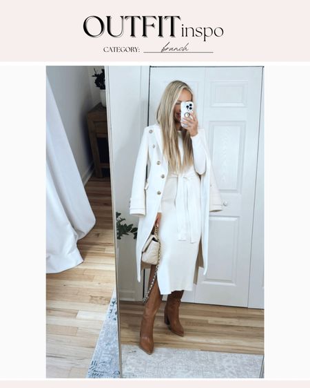 Amazon sweater dress
Brunch outfit
Winter white outfit 