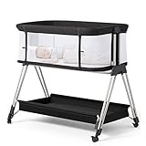 Fodoss Baby Bassinet Bedside Sleeper with Wheels and Storage Tray,4-Sided Mesh Bedside Bassinet Co S | Amazon (US)