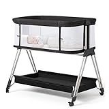 Fodoss Baby Bassinet Bedside Sleeper with Wheels and Storage Tray,4-Sided Mesh Bedside Bassinet Co S | Amazon (US)