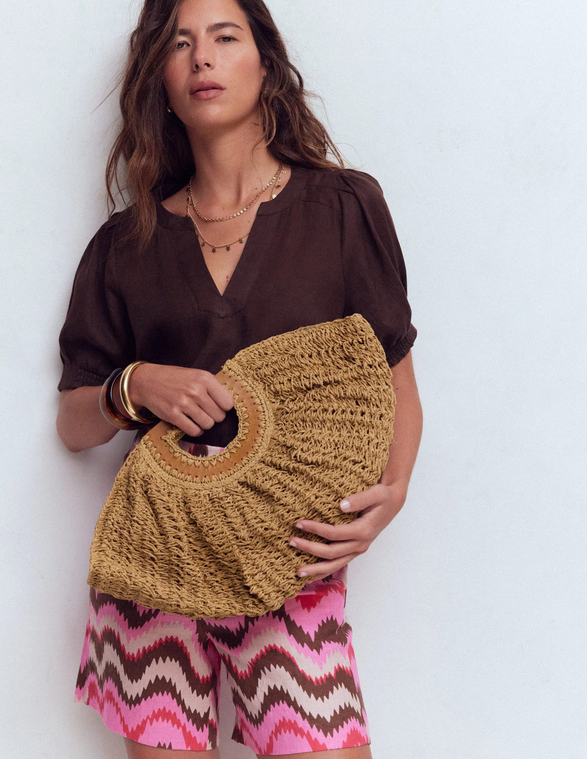 Raffia Moon Clutch-Natural Raffia | Boden UK