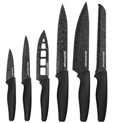 Granitestone Nutriblade 6 Piece Black Stainless Steel Knives with Easy Grip Handle | Target