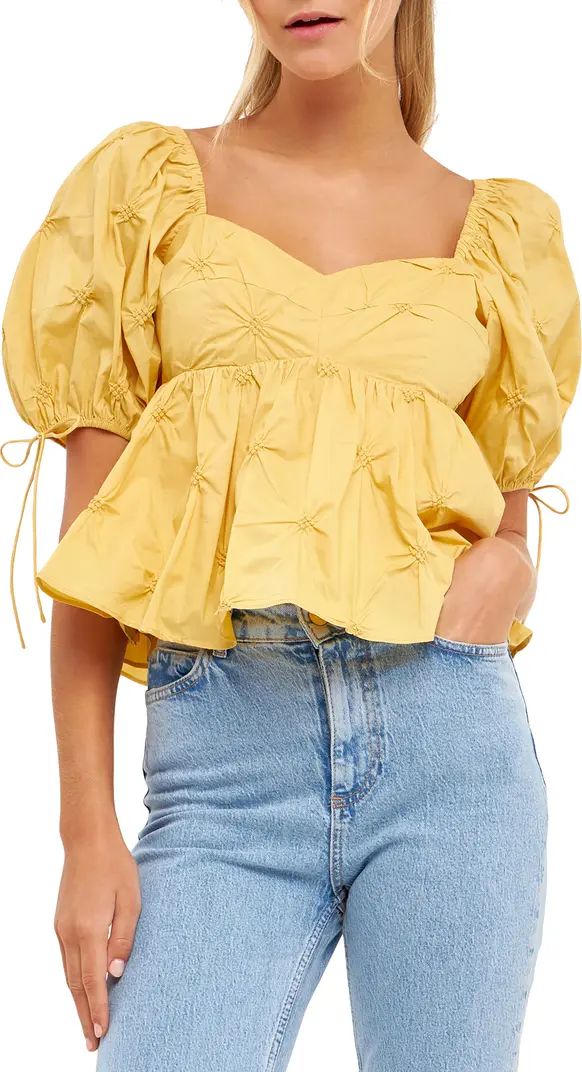 Textured Cotton Babydoll Top | Nordstrom