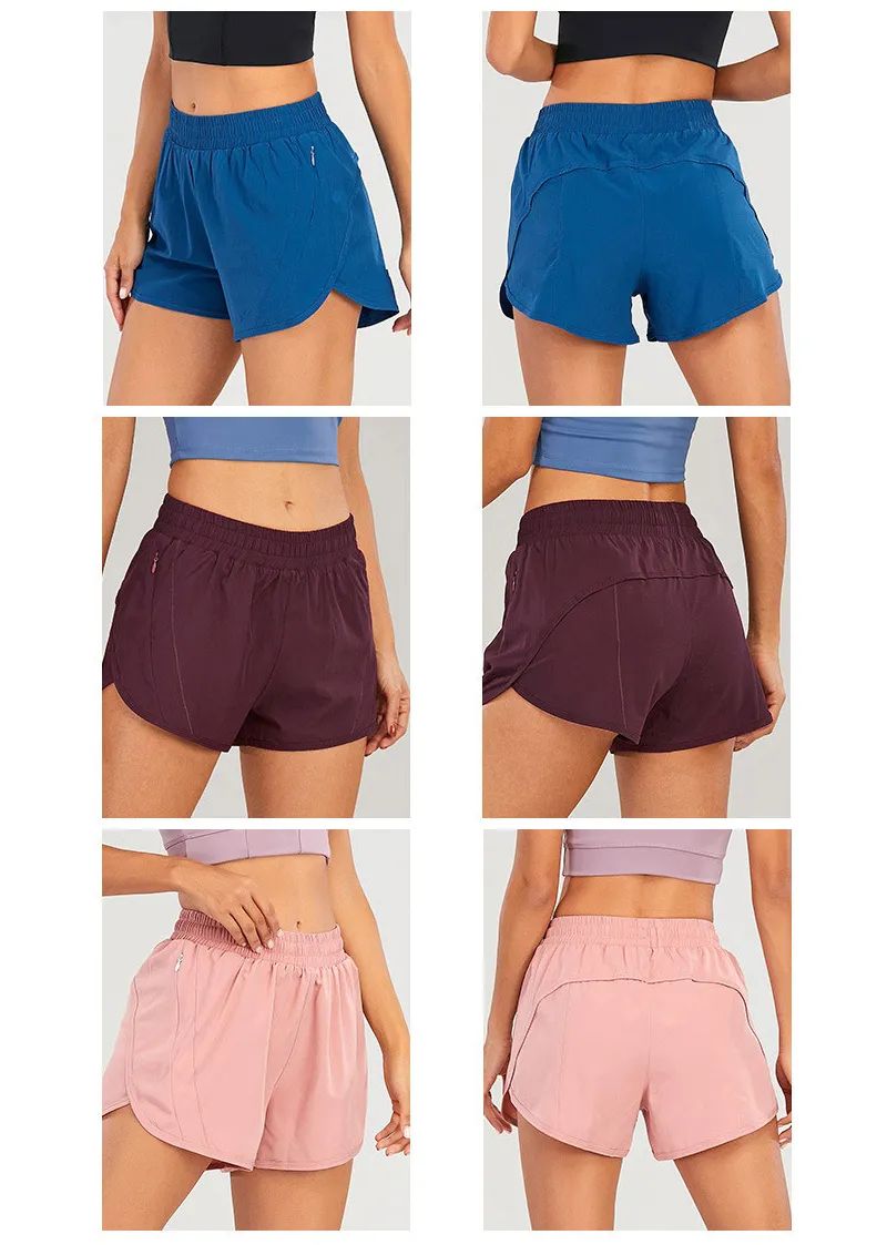 Yoga Outfits Lu Yoga Short Pants Outfit Hidden Zipper Pocket Womens Sports Shorts Loose Breathabl... | DHGate