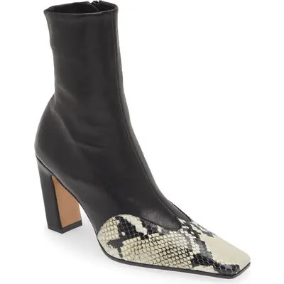 Khaite Dallas Square Toe Sock Bootie in Black/Natural at Nordstrom, Size 8.5Us | Nordstrom