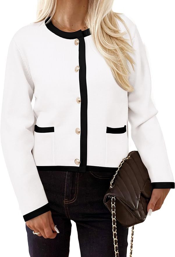 PRETTYGARDEN Women's Knit Cardigan Sweaters 2023 Fall Fashion Long Sleeve Button Down Shirts Tops... | Amazon (US)