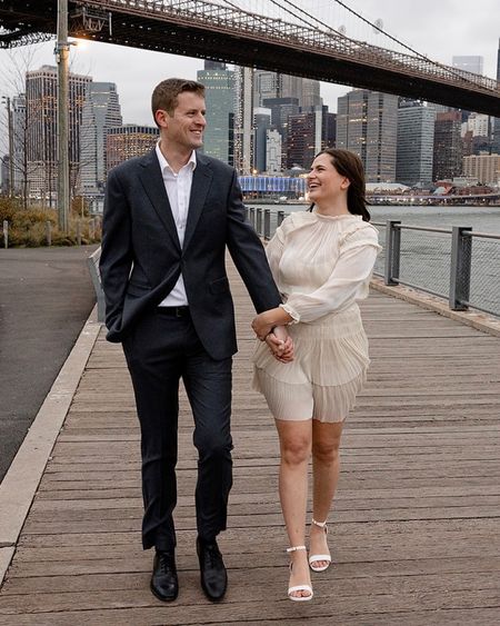 NYC engagement photo shoot outfit idea! A long sleeve cream mini dress will help you stand out against the city skyline  

#LTKwedding #LTKunder100