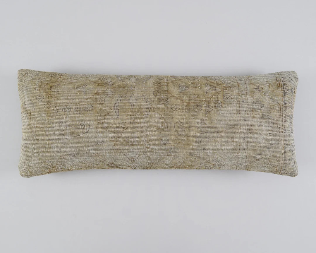 rug pillow lumbar cover 14x36 turkish pillow case moroccan pillow 35x90 carpet pillow cover south... | Etsy (US)