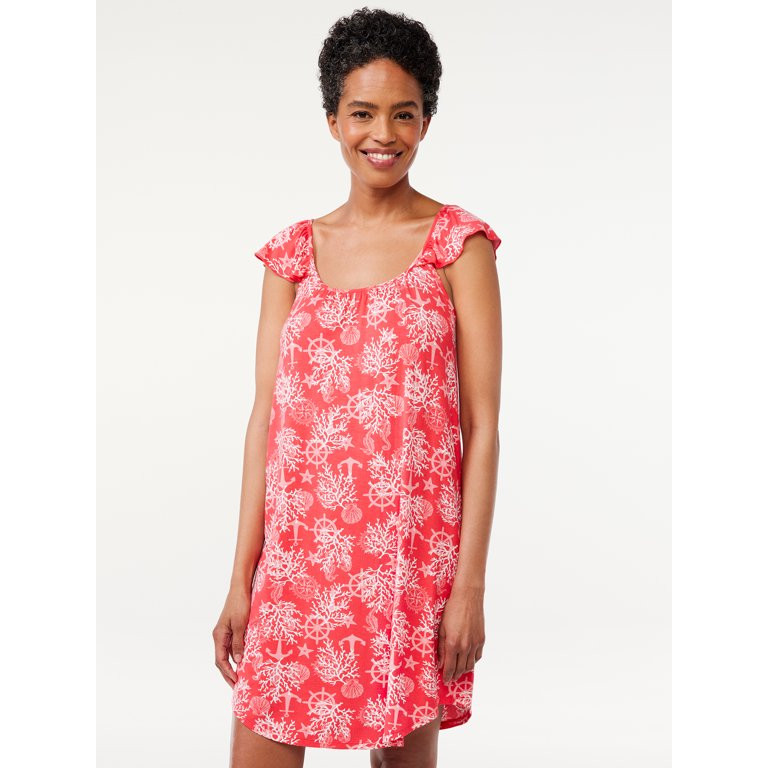 Joyspun Women's Ruffled Knit Sleep Chemise, Sizes S to 3X | Walmart (US)