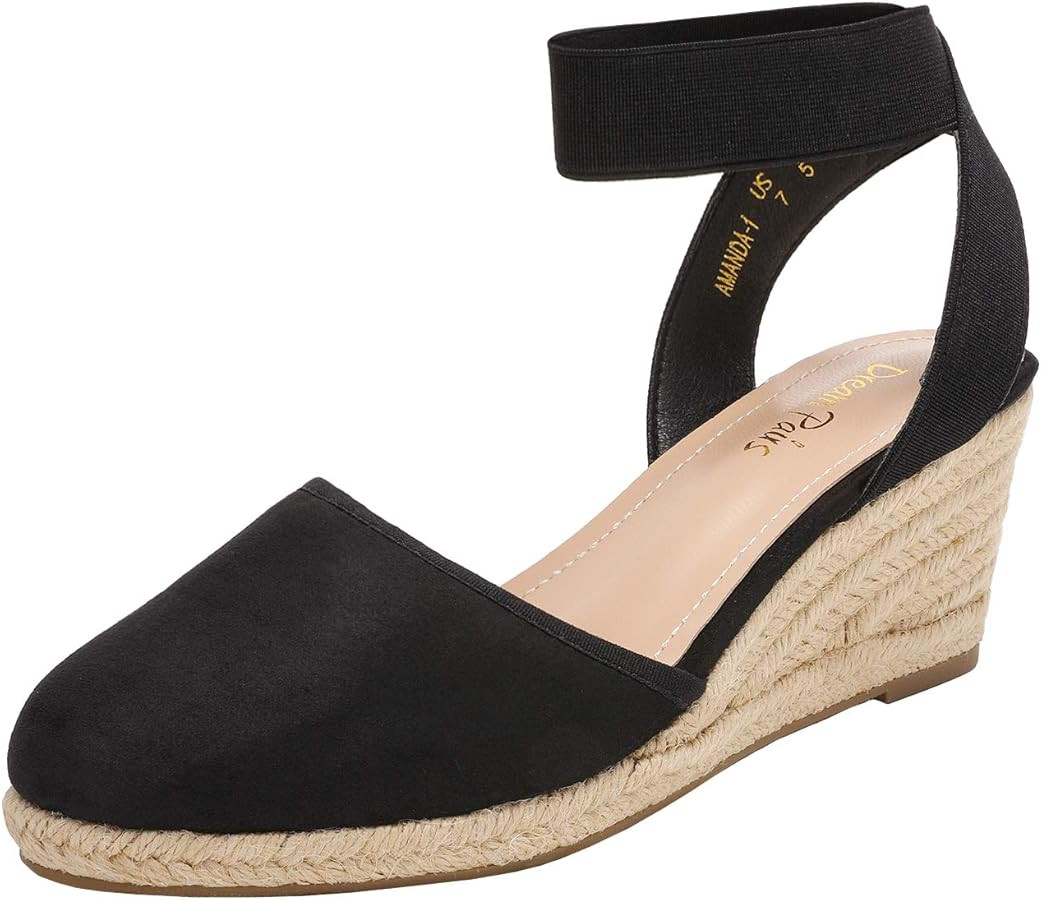 DREAM PAIRS Women's Amanda-1 Closed Toe Elastic Strap Espadrilles Wedge Sandals | Amazon (CA)