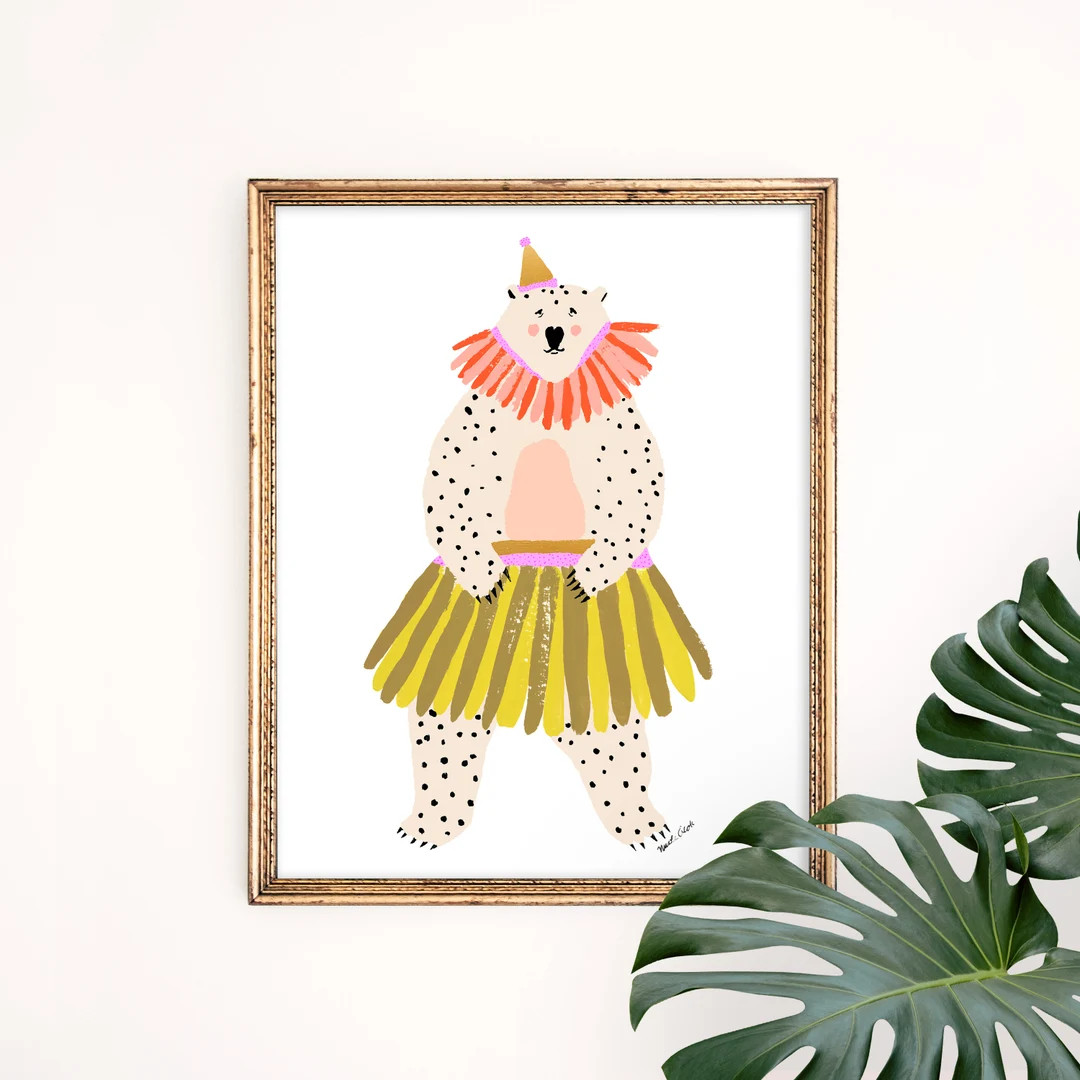 Dancing Bear Art Print | Animal Lover Art | Circus Decor | Polka Dot Wall Art | Gallery Wall Set ... | Etsy (US)