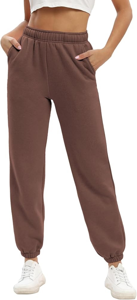 Women's Casual Fleece Sweatpants High Waisted Cinch Bottom Lounge Baggy Joggers Pants | Amazon (US)