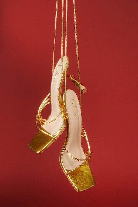 Atlee Gold Knotted Lace-Up High Heel Sandals | Lulus