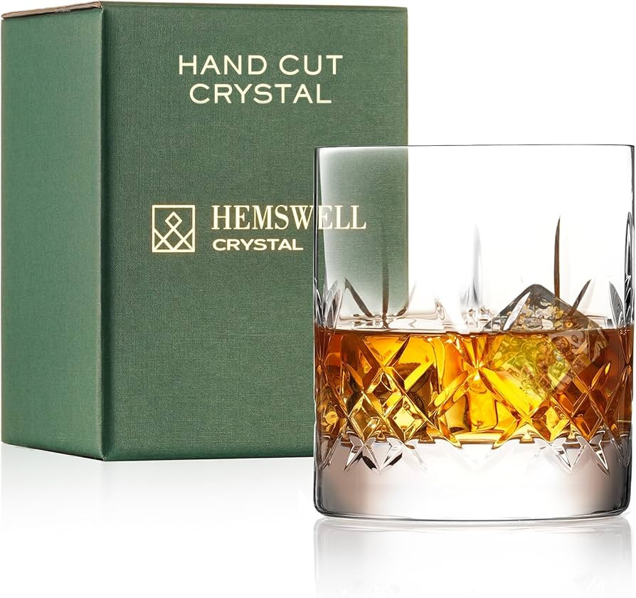 Whiskey Glass Single - Old Fashioned Glass for Men - 11oz One Crystal Low Baller Tumbler Solid Ba... | Amazon (US)