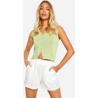 Womens Lightweight Knit Button Waistcoat - Green - 4 | boohoo (US & Canada)