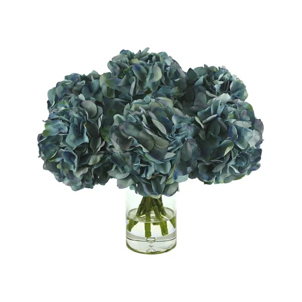 Polysilk Hydrangea Arrangement in Vase | Wayfair North America