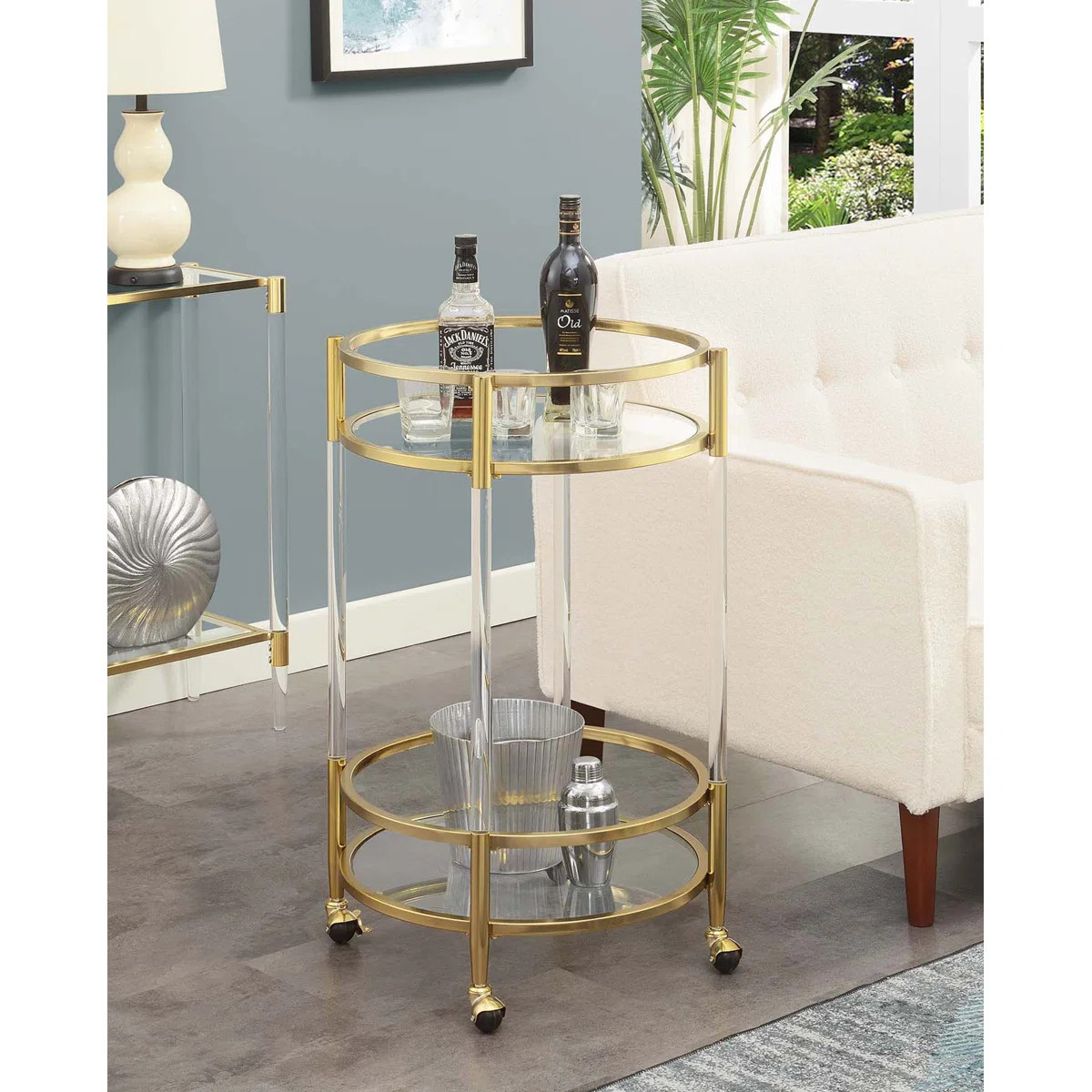 Carolina Acrylic Round Glass Bar Cart | Wayfair North America