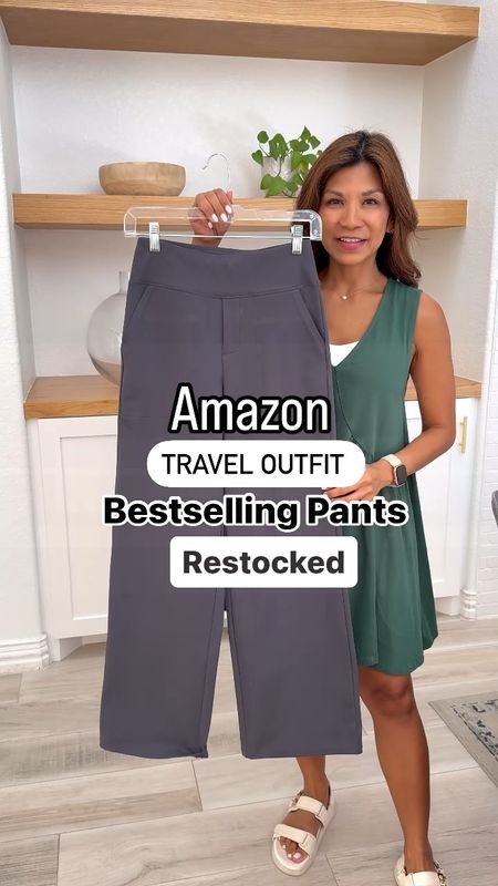 My single bestselling item from Amazon everrrr. 
Pants in XS in 29” length. I’m 5’2” 118#; color here is Dark Grey.
Ribbed top(one of my favs) I sized up to size 6.
White pullover in small.
New Balance sneakers fit tts.
Dress at beginning of video in XS, green.
Carryon luggage, personal airplane bag fits under the seat, crossover bag all linked.
Amazon find, travel outfit, travel style, airport outfit, airport style, casual outfit, summer outfit, spring outfit, work pants, wide leg yoga pants, fashion over 40, petite friendly, work from home outfit, everyday style, wide leg yoga pants, trouser pants.

#LTKtravel #LTKVideo #LTKover40