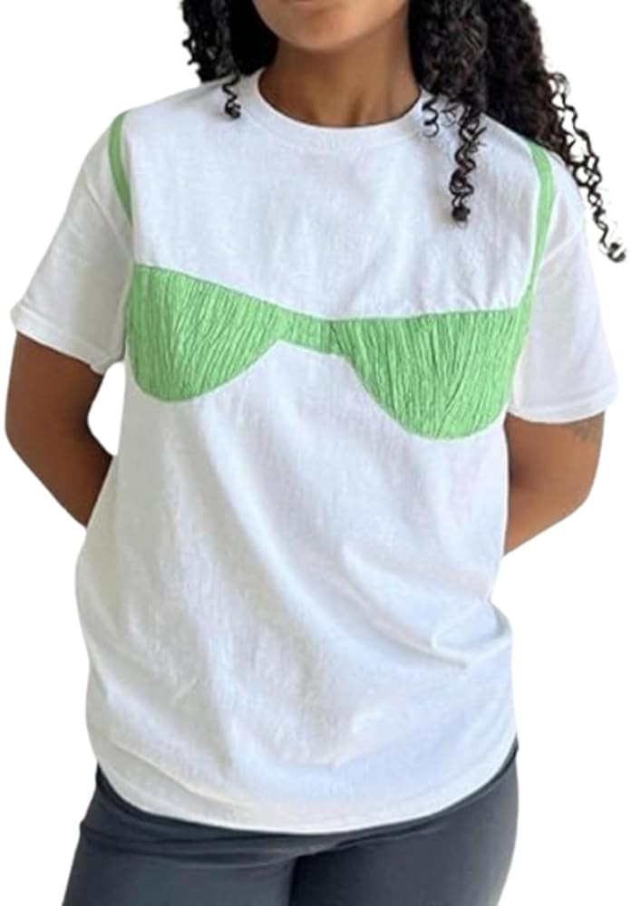 Short Sleeve Shirts Pattern Bikini Shirts Oversized Shirts Graphic T-Shirts Aesthetic Shirts Y2k ... | Amazon (US)
