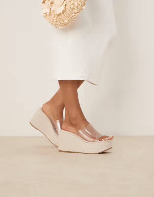 ASOS DESIGN Tess mule wedges in clear | ASOS | ASOS (Global)