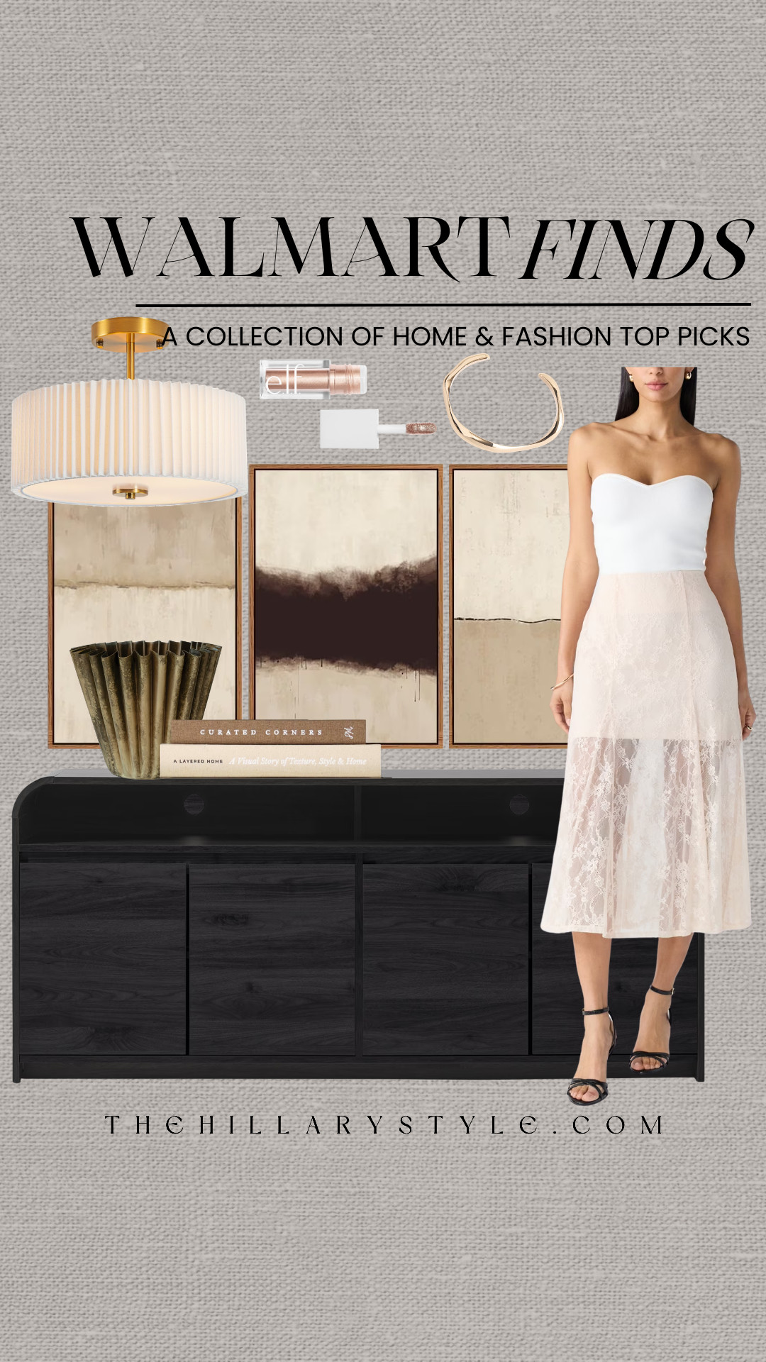 Moody Neutrals & Elevated Essentials | Walmart Home & Fashion
Elevate your everyday with these moody neutral finds from Walmart that look anything but budget. This curated collection blends modern organic textures with a warm minimalist aesthetic, featuring a stunning pleated light fixture, dark wood tones, and sophisticated abstract art. Whether you're refreshing your home office or styling a chic transitional outfit with this gorgeous lace midi dress, these pieces bring high-end vibes to your space and wardrobe. Discover how to achieve an expensive, layered look with these affordable top picks. 

 #TheHillaryStyle #WalmartFinds #WalmartHome #WalmartFashion #ModernOrganic #WarmMinimalist #NeutralAesthetic #HomeDecorInspo #SpringStyle #AffordableLuxury #InteriorDesign #LTKhome #PinterestStyle 

#LTKootd #LTKSeasonal #LTKHome