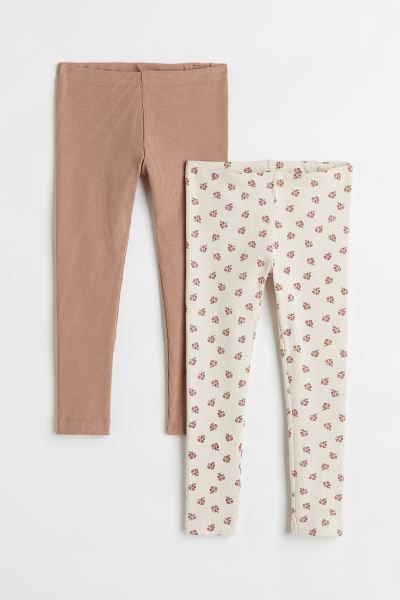 2-pack Ribbed Cotton Leggings | H&M (US)