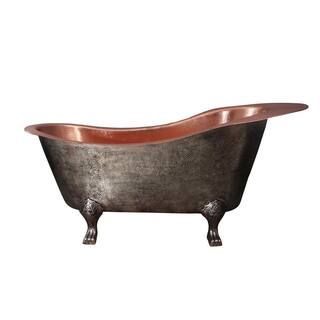 Naples 73 in. Copper Slipper Clawfoot Non-Whirlpool Bathtub with Overflow Hole on Right Side in A... | The Home Depot