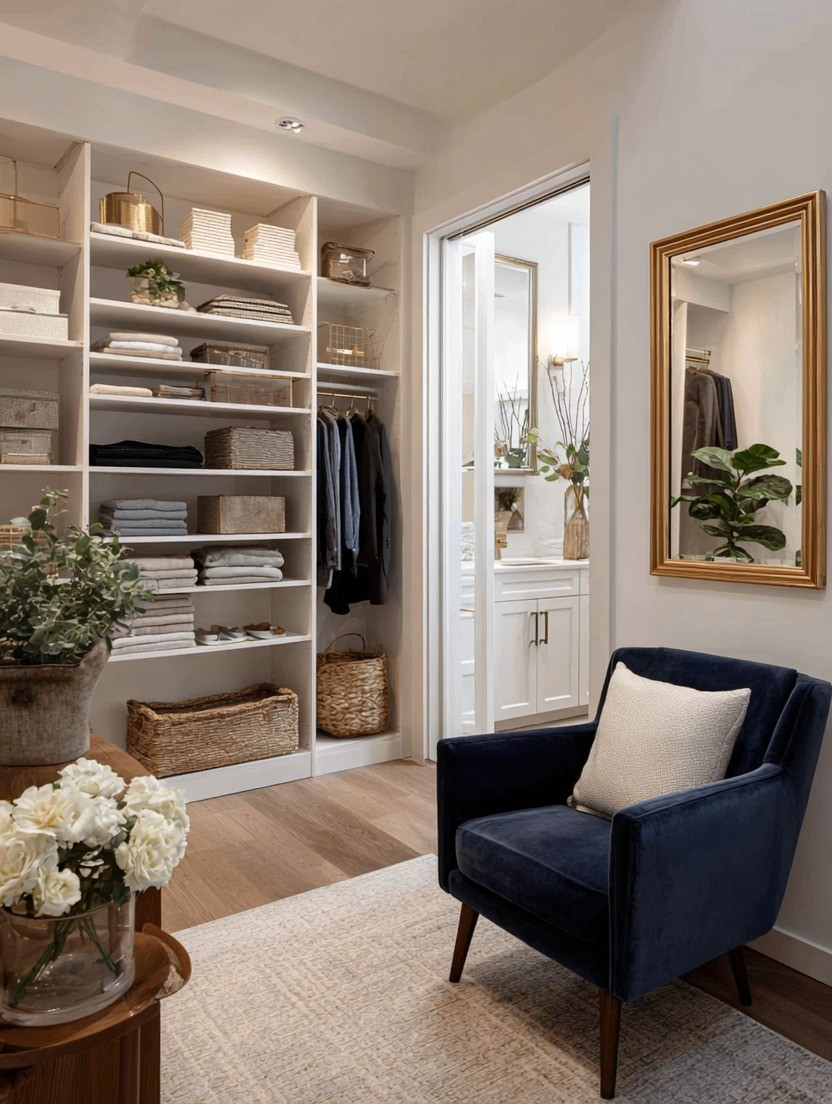 A man’s closet is not complete without one simple luxury detail: a beautiful accent chair.

Not just for decor — but for lifestyle.

A well-designed dressing space should feel calm, intentional, and functional. It is where you prepare for meetings, plan your day, answer emails, organize your wardrobe, or simply slow down for a moment before stepping into the world. And adding a comfortable velvet accent chair instantly transforms the closet from a storage space into a refined personal retreat.

This deep navy velvet chair brings richness, elegance, and comfort while the gold-framed mirror reflects light and visually expands the room. Together, they create a timeless masculine space that feels polished without trying too hard.

The beauty of this setup is that you do not need a massive walk-in closet to create this feeling. Even a small dressing corner, a bedroom nook, or a compact wardrobe area can feel elevated with just a few intentional pieces.

In 2026, luxury is becoming more personal. It is no longer about excess — it is about creating spaces that support your lifestyle beautifully.

Shop our curated edit of velvet accent chairs, elegant mirrors, and modern closet decor to create this refined dressing room atmosphere in your home.

#MensStyle #ClosetDesign #LuxuryInteriors #VelvetChair #DressingRoom #HomeDecor #ModernMasculine 

 #LTKHome #LTKMens