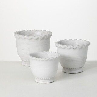 Sullivans White Scalloped Edge Ceramic Planter - Set of 3 | Bed Bath & Beyond