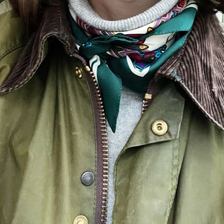 A silk scarf adds a touch of elegance to any outfit. I particularly love pairing with the unexpected, like this vintage Barbour  

#LTKfindsunder100 #LTKSeasonal #LTKstyletip
