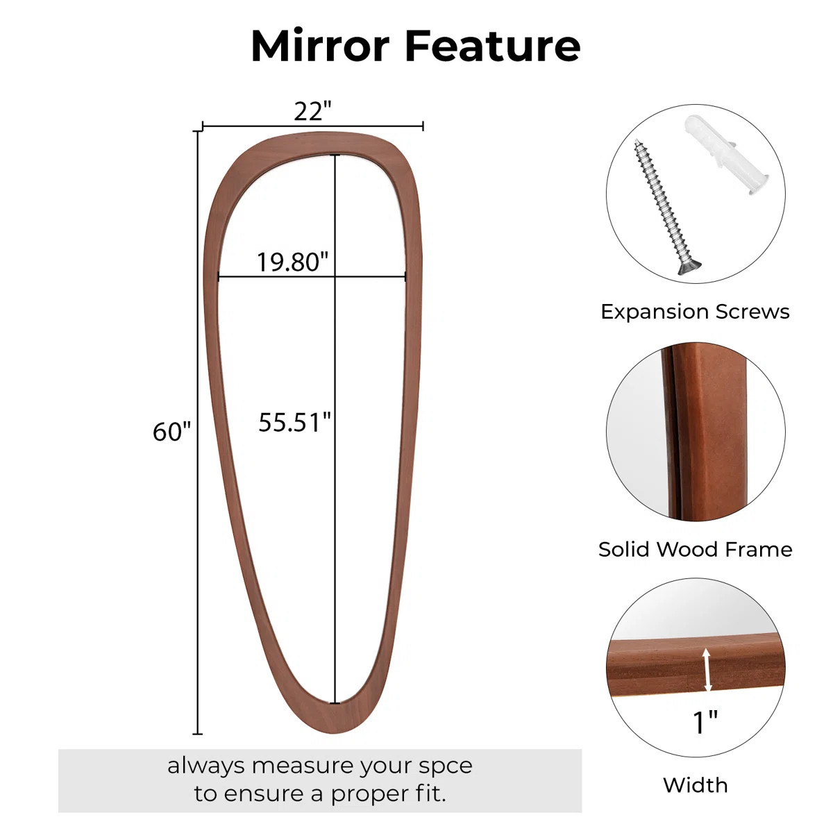 Cotesfield Wood Accent Mirror Irregular Decorative Mirror Asymmetrical Mirror | Wayfair North America