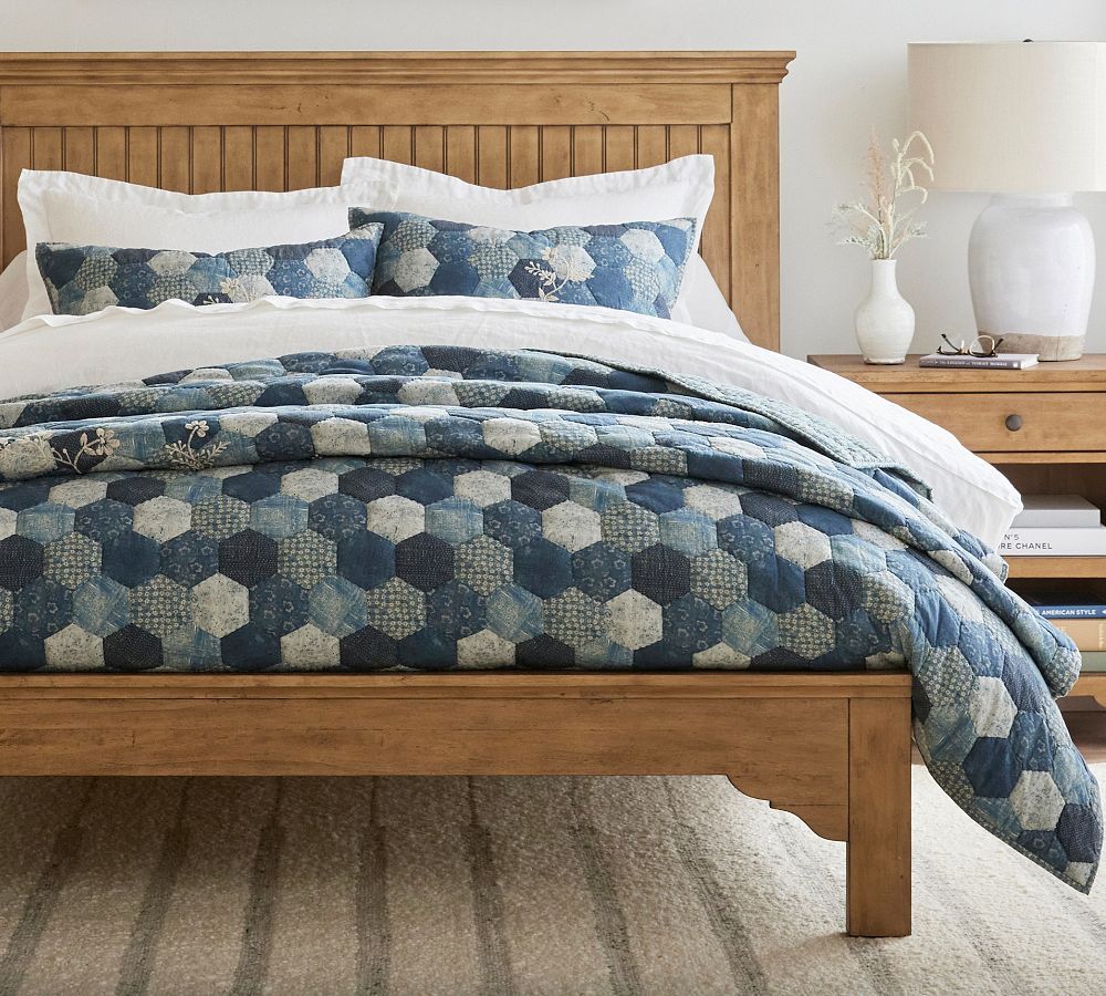 Ezra Honeycomb Handcrafted Applique Quilt | Pottery Barn (US)