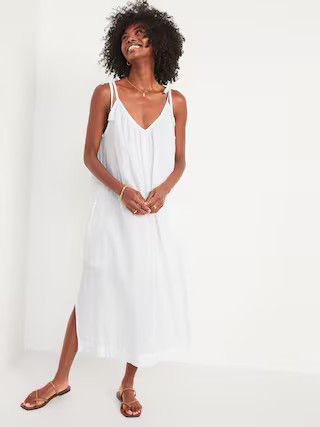 Sleeveless Tie-Shoulder All-Day Maxi Swing Dress for Women | Old Navy (US)