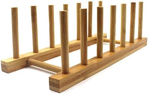Amazon.com: INNERNEED Bamboo Wooden Dish Rack Plates Holder Compact Kitchen Storage Cabinet Organ... | Amazon (US)