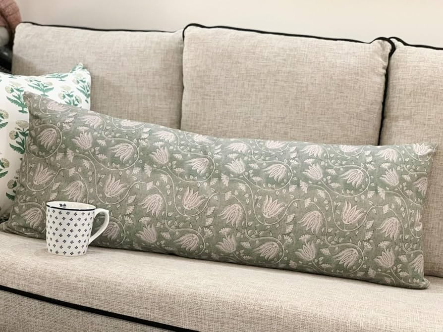 Floral Throw Pillow Covers 14x36 - Vintage Double Block Print Lumbar Pillow Cover Farmhouse Decor... | Amazon (CA)