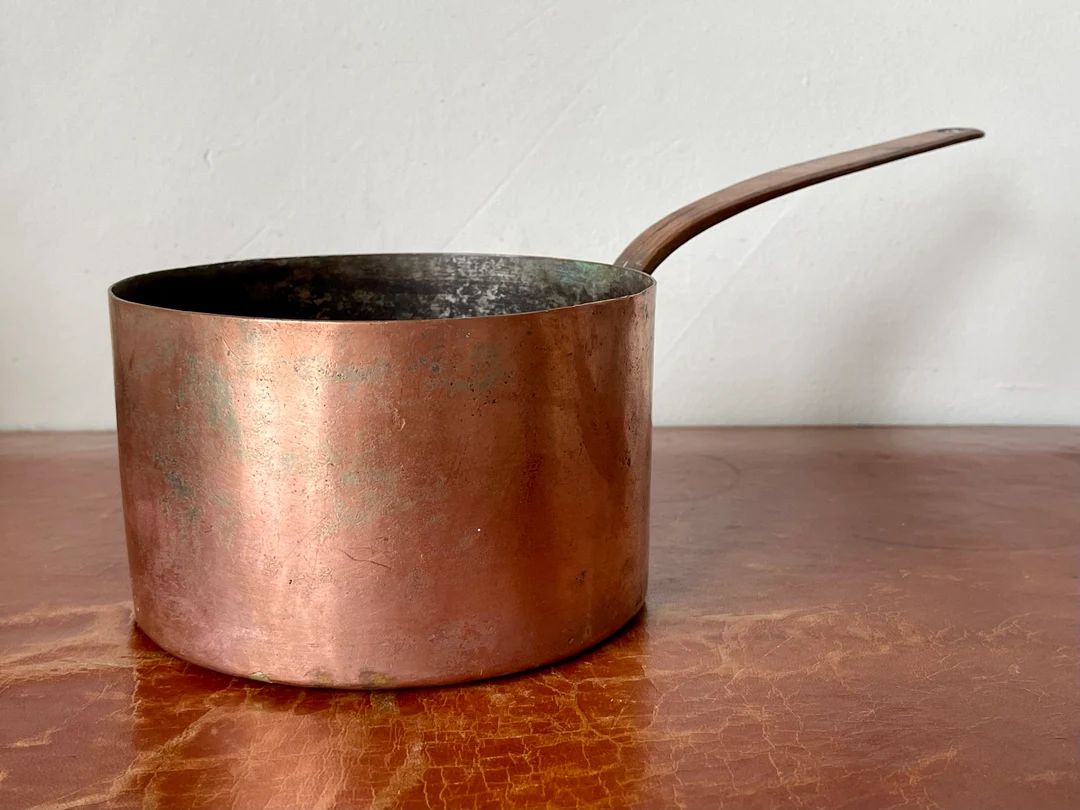 Antique Copper Sauce Pan With Copper Spade Handle Tin Lined Dovetailed Hand Hammered Early 19th C... | Etsy (US)