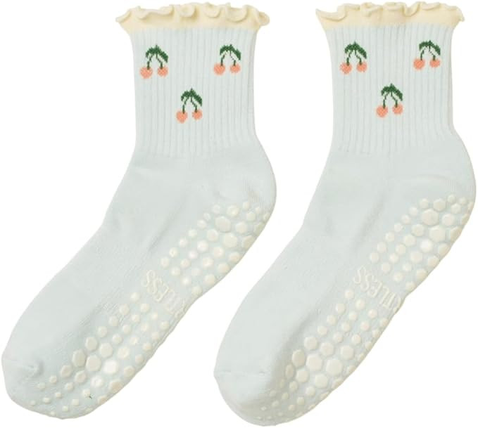 Shapes Studio Crew Half Calf Grip Socks, Cutest Fruits Pilates Socks, Ruffle socks, Non-Slip, Bar... | Amazon (US)