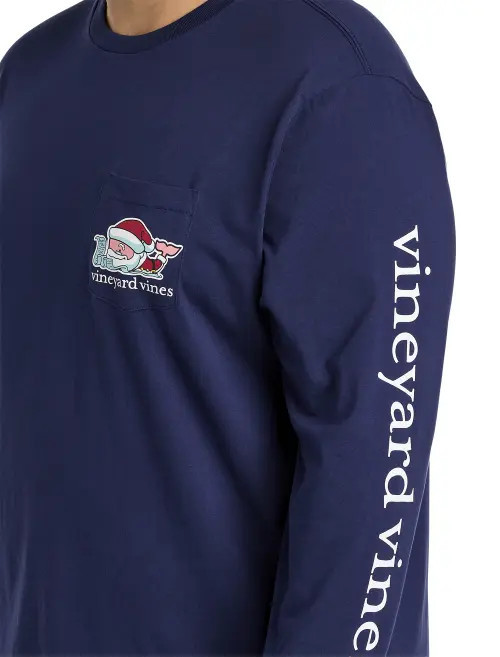 vineyard vines Big & Tall Long-Sleeve Santa Whale T-Shirt in Nautical Navy at Nordstrom, Size 2X Big | Nordstrom