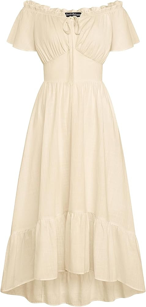 SCARLET DARKNESS Women Renaissance Maxi Dress Off Shoulder High Low Hem Corset Dress | Amazon (UK)