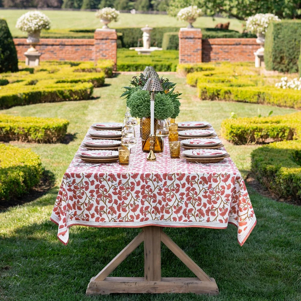 Ginkgo Coral Tablecloth | Pomegranate