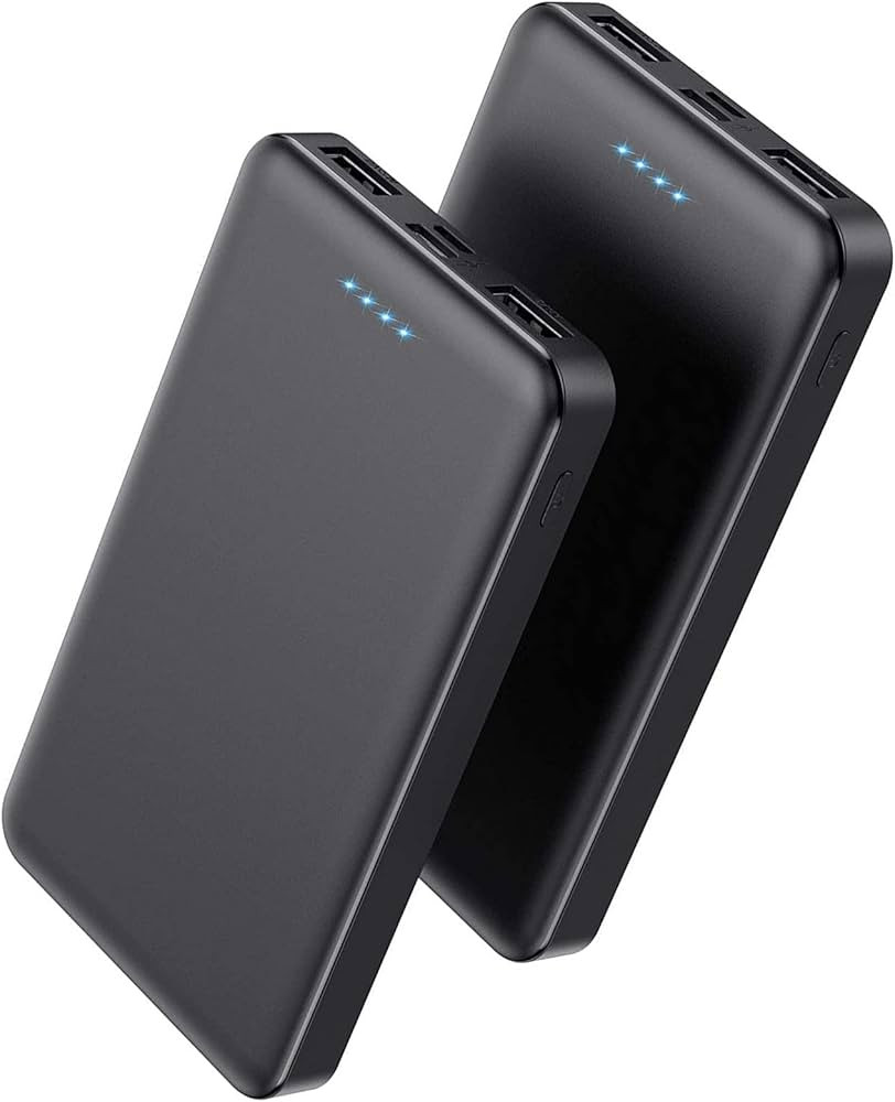 Portable Charger Power Bank 10000mAh【2 Pack】Ultra Slim Portable Phone Charger with USB C Input & 2 Output Backup Charging External Battery Pack Compatible with iPhone 15/14/13/12/11,Android Phone etc | Amazon (US)