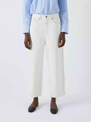 John Lewis Premium Cropped Straight Fit Jeans, Ecru | John Lewis (UK)