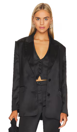 Nyah Satin Blazer in Black | Revolve Clothing (Global)