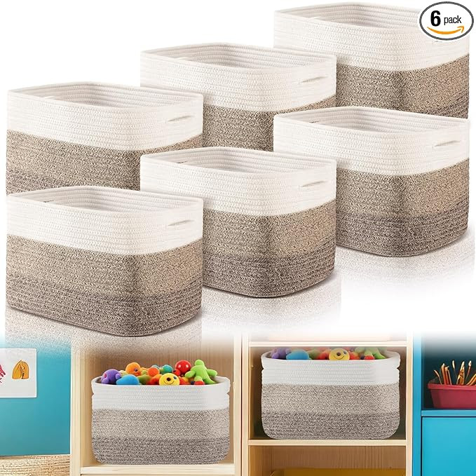 Geetery 6 Pack Storage Baskets for Organizing 14.8'' x 9.8'' x 8.9'' Woven Basket for Storage Cot... | Amazon (US)